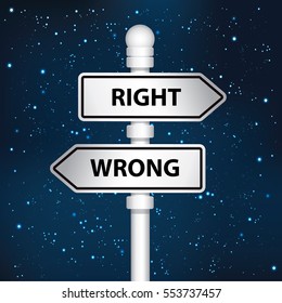 Right and wrong signpost design,clean vector