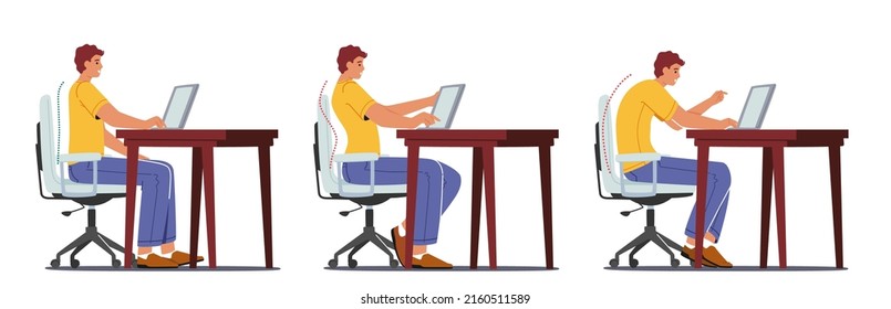 Right Wrong Sitting Postures Male Character Stock Vector (Royalty Free ...