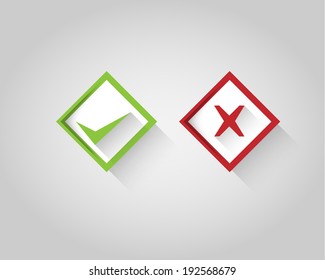 right, wrong square sign symbol set