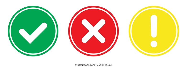 Right and wrong symbol, Exclamation mark sign.