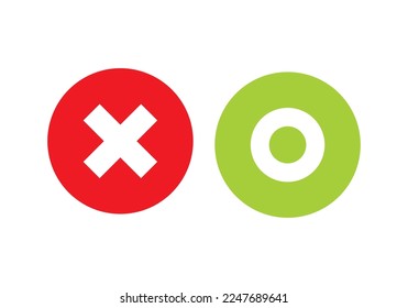 RIGHT AND WRONG SYMBOL WITH GREEN AND RED COLORS