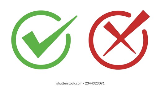right wrong symbol icon in circle cut effect black and white. Right wrong symbol icon in square cut effect. Right, Wrong, Exclamation mark color. Vector set of flat box check mark, X mark icons