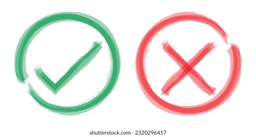 Símbolos correctos pincel artístico trazos iconos de arte vectorial