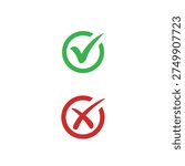 Right wrong tick sign logo icon flat vector design