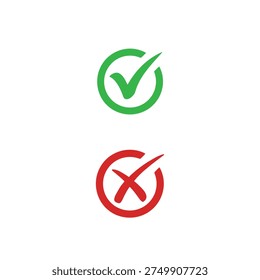 Right wrong tick sign logo icon flat vector design