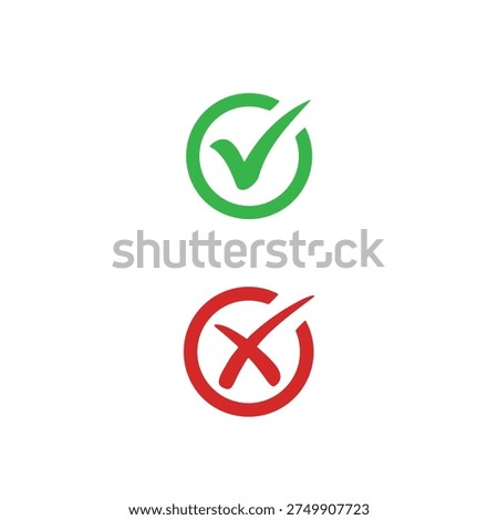 Right wrong tick sign logo icon flat vector design