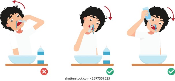 Right and Wrong ways of clean your nose vector illustration