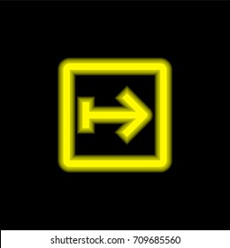 Right yellow glowing neon ui ux icon. Glowing sign logo vector