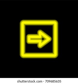 Right yellow glowing neon ui ux icon. Glowing sign logo vector