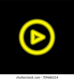 Right yellow glowing neon ui ux icon. Glowing sign logo vector