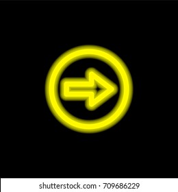 Right yellow glowing neon ui ux icon. Glowing sign logo vector