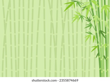 Right-aligned clump of bamboo, flat design on green bamboo forest background