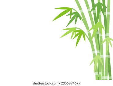 Right-aligned clump of bamboo, flat design on white background, short and closed-up version