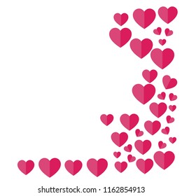 Right-aligned hearts. Valentine's Day. Vector illustration. 