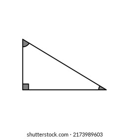 Right-angled triangle with black lines on a white background