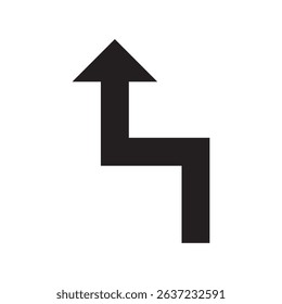 Right-angled upward arrow symbol representing navigation, direction change, or flow. Ideal for infographics, UX, UI, and abstract path design in clean black minimal vector format.