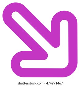 Right-Down Arrow vector icon. Style is outline flat icon symbol, violet color, white background.