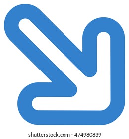 Right-Down Arrow vector icon. Style is contour flat icon symbol, cobalt color, white background.