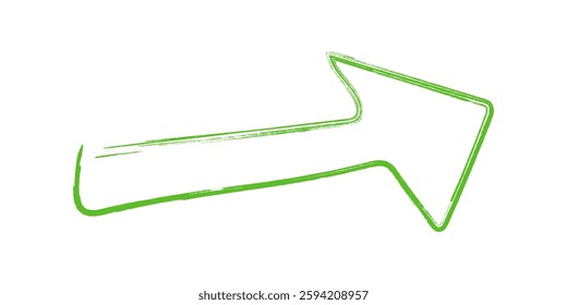 Right-facing arrow with a rough, grunge-style outline in green, symbolizing direction, movement, choice, and decision-making. Vector illustration