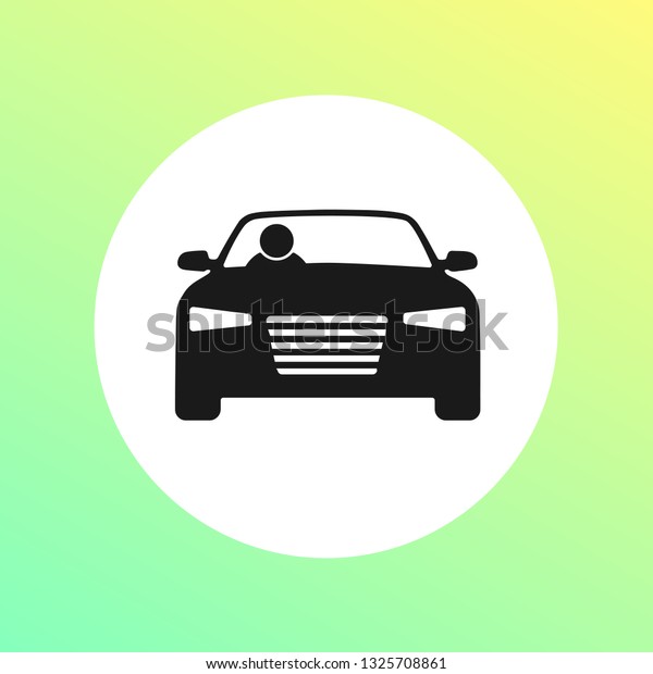 Right-hand drive car icon driver round vector\
with bright gradient\
background