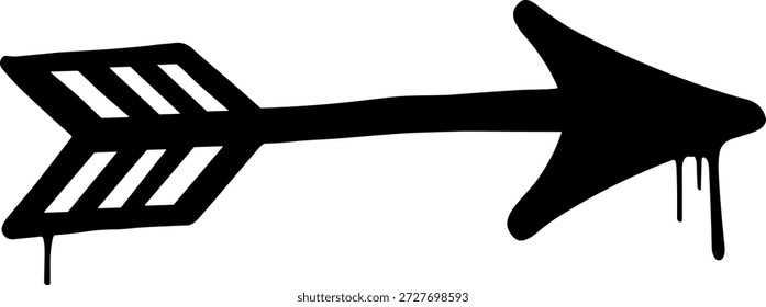 Icono de flecha apuntando hacia la derecha con efecto de pintura goteante para contenido de diseño vanguardista, artístico y direccional