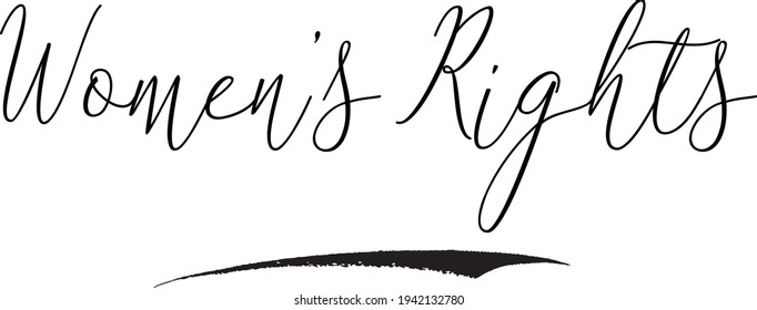 Women’s Rights Cursive Calligraphy Text on White Background