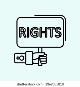 rights, hand, venus, protest icon. Element of Feminism for mobile concept and web apps icon. Outline, thin line icon for website design and development, app development