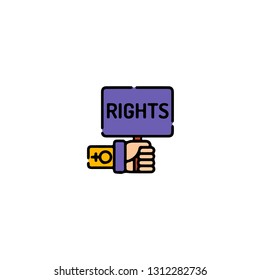 Rights icon, flat design line art thin style, International Women's Day signs and symbols, Feminismin fographics . Colorful icon on a white background, Vector illustration