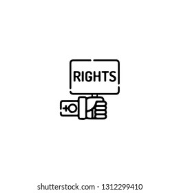 Rights icon, flat design line art thin style, International Women's Day signs and symbols, Feminismin fographics. Vector illustration
