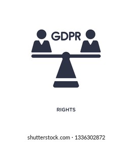 Rechte einzeln Symbol. Einfache Elementgrafik aus dem gdpr-Konzept. markeneditierbares Logo-Design auf weißem Hintergrund. Kann für Web und Mobile verwendet werden.