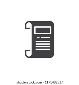 Rights scroll paper document vector icon. filled flat sign for mobile concept and web design. simple solid icon. Symbol, logo illustration. Pixel perfect vector graphics