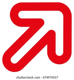 Right-Up Arrow vector icon. Style is stroke flat icon symbol, red color, white background.