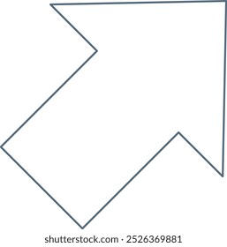 A right-upward-pointing arrow designed in line art