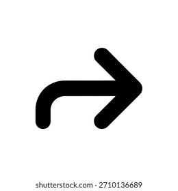 Flecha derecha con una curva retro Un elemento de Diseño gráfico simple para orientación y navegación