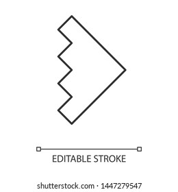 Rightward arrowhead linear icon. Forward triangular arrow. Direction move. Motion indicator. Geometric sign. Thin line illustration. Contour symbol. Vector isolated outline drawing. Editable stroke