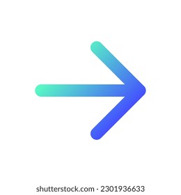 Rightwards arrow pixel perfect gradient linear ui icon. Pressing right. Setting menu. Navigation control. Line color user interface symbol. Modern style pictogram. Vector isolated outline illustration