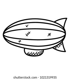 
Rigid airship vector doodle. Zeppelin 
