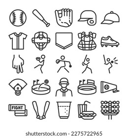 Rigid baseball game watching icon set