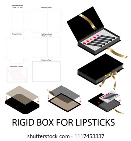 rigid box book shape for lipsticks package dieline