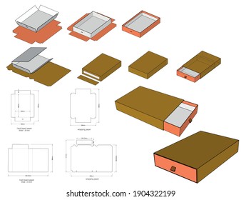 Rigid Box Drawer hard board paper thicknes 1.5mm (Internal measurement 30x20x5 cm) and Die-cut Pattern. The .eps file is full scale and fully functional. Prepared for real cardboard production.