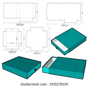 Rigid Box Drawer hard board paper thicknes 2mm (Internal measurement 17x20x4 cm) and Die-cut Pattern. The .eps file is full scale and fully functional. Prepared for real cardboard production.