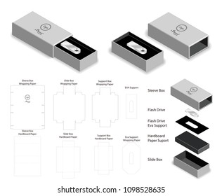 Rigid Box For Flash Drive Packaging Die-cut Mockup