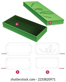 Rigid box and lid with stenciled confetti die cut template and 3D mockup