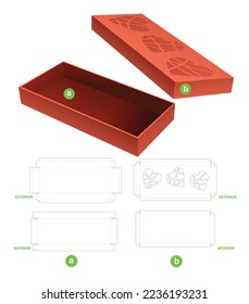 Caja rígida y tapa con los corazones esténciles moler plantilla de corte y maquillaje 3D