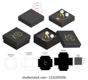 rigid box for necklace ring earring product mockup