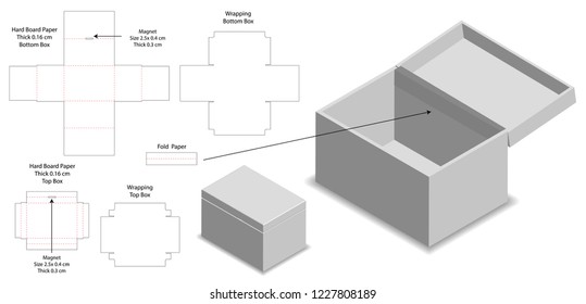 Rigid Box Packaging Die Cut Template 3D Mockup