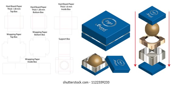 Rigid Box For Rounded Soap Mockup with Dieline