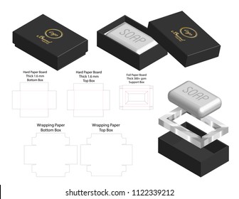 Rigid Box For Soap Mockup With Dieline