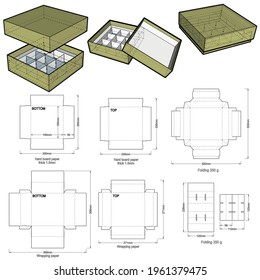 Rigid Box top and bottom hard board paper thicknes 1.5mm and Die-cut Pattern. The .eps file is full scale and fully functional.