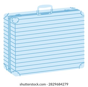 Rigid Case briefcase silhouette bag. Fashion accessory technical illustration. Vector satchel front 3-4 view for Men, women, unisex style, flat handbag CAD mockup sketch outline isolated